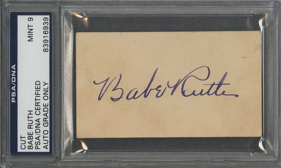 Babe Ruth Signed Cut – PSA/DNA MINT 9